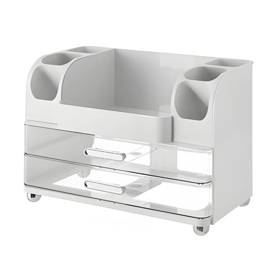 Makeup Organizer with Double Drawers Large Capacity Cosmetic Storage Box Bathroom Countertop Organizer