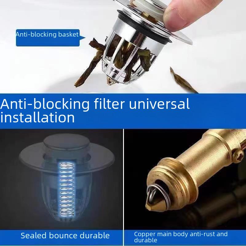 Bounce Core Press Filter: Wash Basin Drain & Leak Plug Accessories