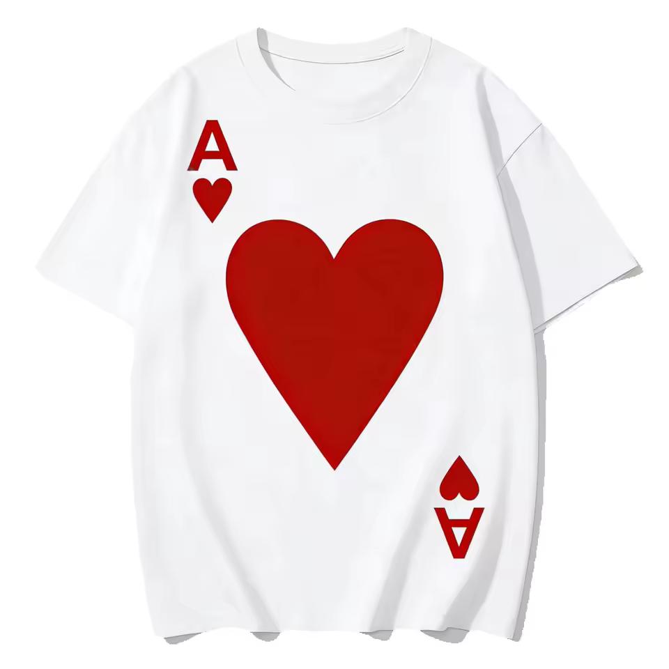 Ace of Hearts Blackjack Cards Poker 21 A Print Women's T-shirt Original Design Gifts T shirts Funny Shirt Ropa Hombre Men T shirt
