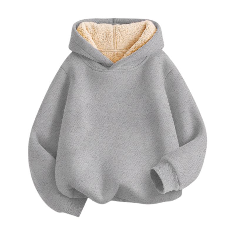 Winter Fleece Hoodies Boys Thicken Warm Sweatshirt Casual Loose Pullover Kids Solid Coat Tops 4-12 Years Children Clothes