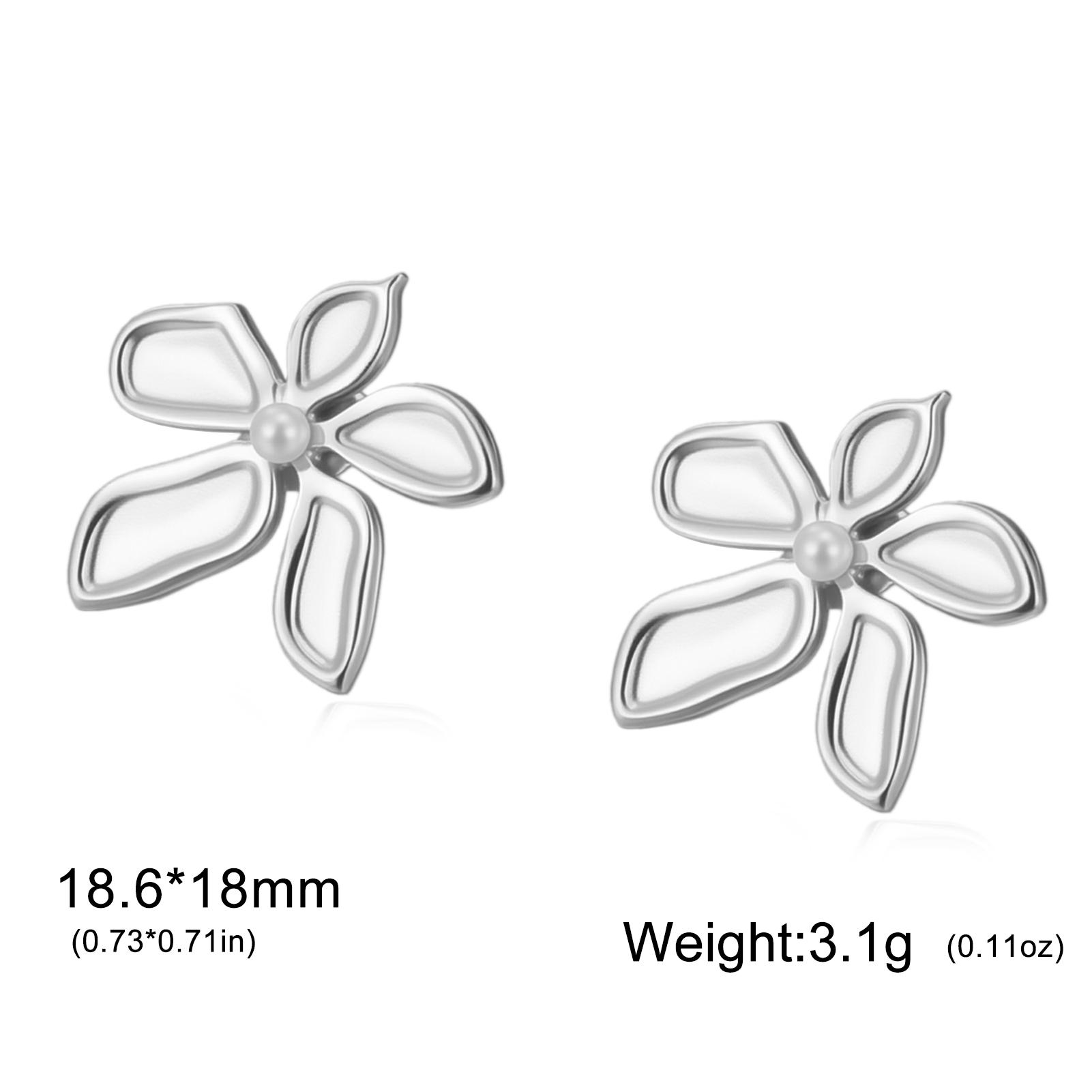 Teamer Turquoise Pearl Flower Stainless Steel Stud Earrings For Women Girls Fashion Ginkgo Leaf Floral Jewelry Gift 2026 New