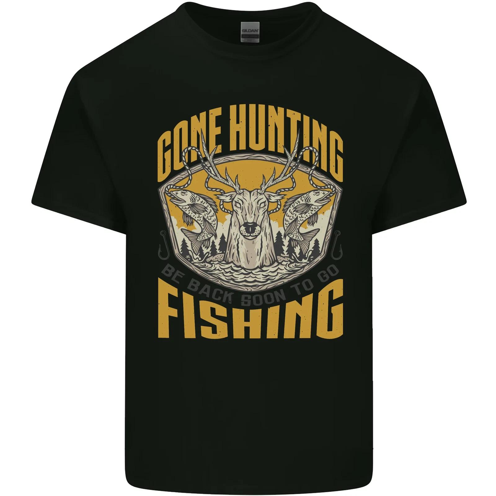 

Gone Hunting Then Fishing Funny Hunter Kids T-Shirt Childrens L