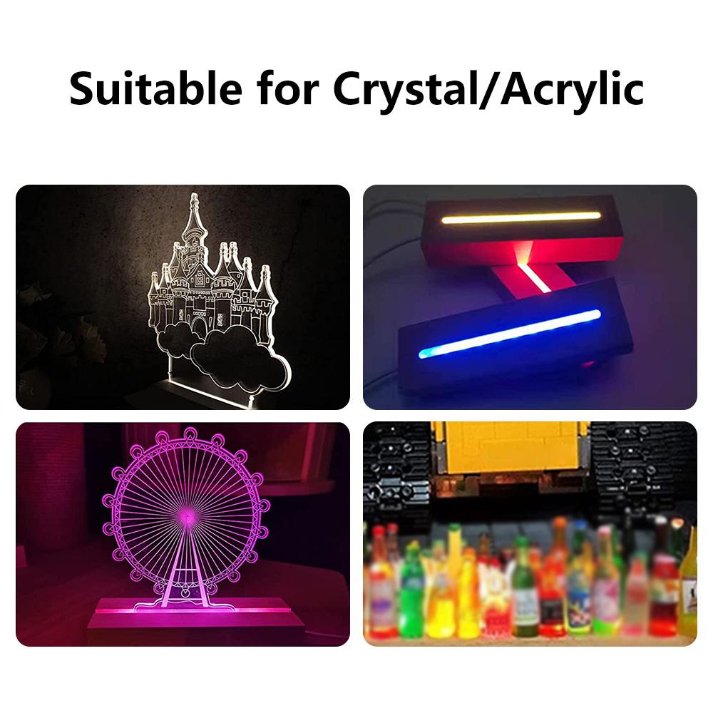 LED Wood Lighted Base Light Rectangle USB Wooden Night Lamp Base Bedroom Bedside Art Display Base DIY Light Home Decor