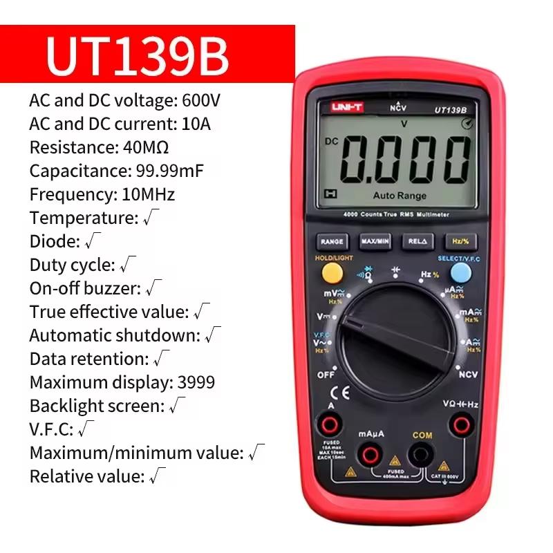 UNI-T Multimeter Professional UT139A UT139B UT139C UT139E UT60S UT60BT UT61B+ UT61D+ UT61E+ Electrical Multi Meter Multimeters