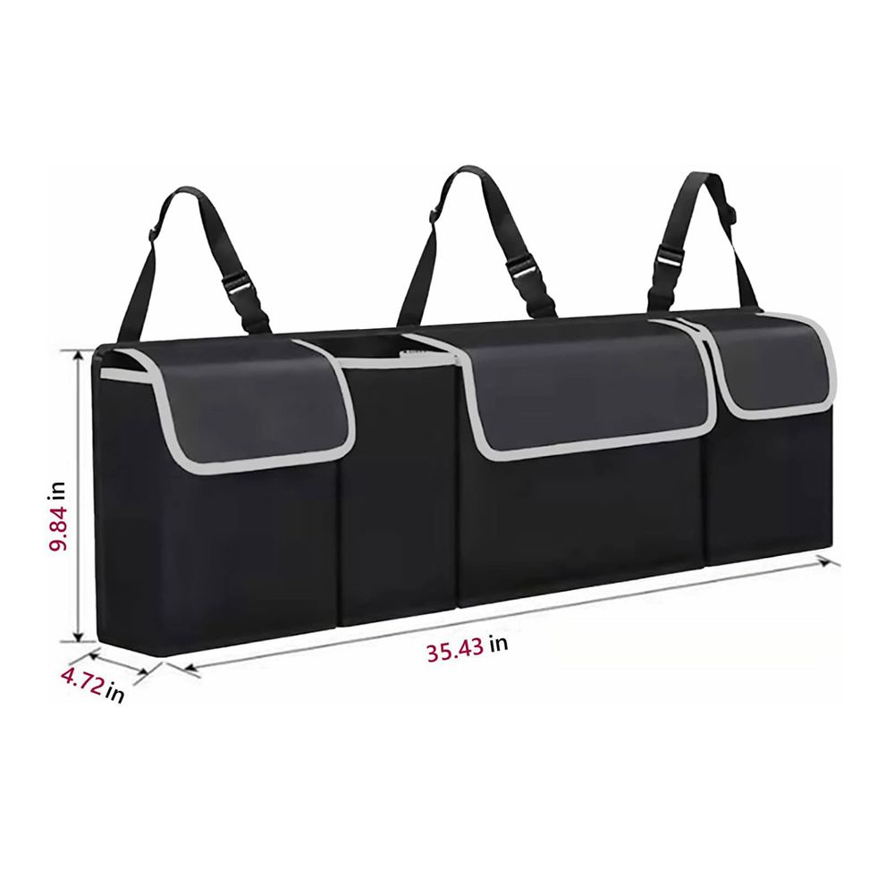 Car Trunk Hanging Organizer, Backseat Storage Bag 3 Adjustable Shoulder Straps Foldable Grocery Organizer Accessories for SUV Va