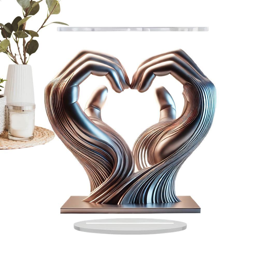 Herzförmige Handstatue Hände Skulptur Acryl Herzform Schreibtischornament Kreative Ästhetische Dekoration für Schlafzimmer Hochzeit