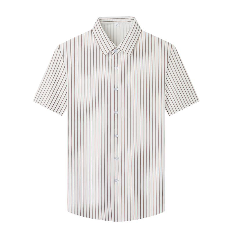 [Business Customization High end Texture] Summer Cool, Elastic, Breathable, Comfortable Stripe Contrast Men's Short sleeved Shirt