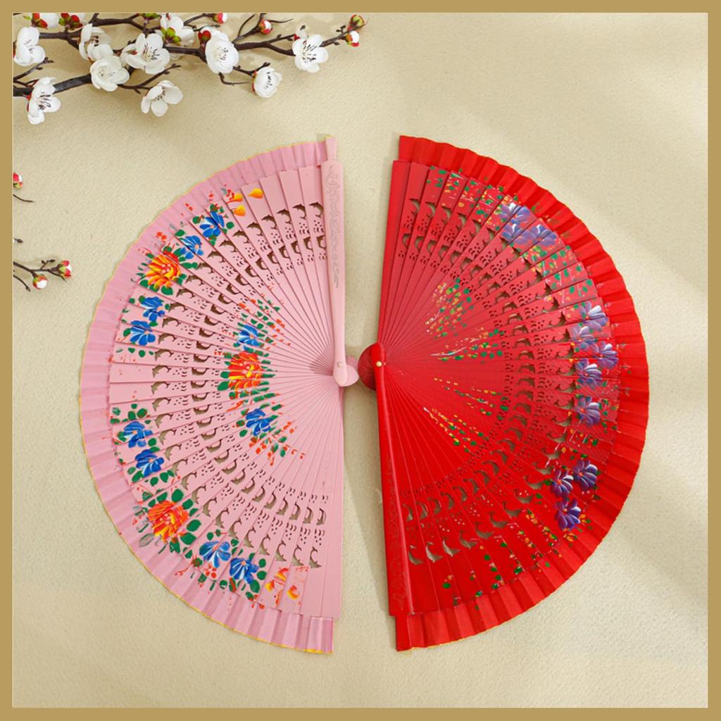 [kinaviola] Abanico Flamenco Dance Spanish Spanish Fan Fan Flower Floral Pattern Prop Elegant (Pink)