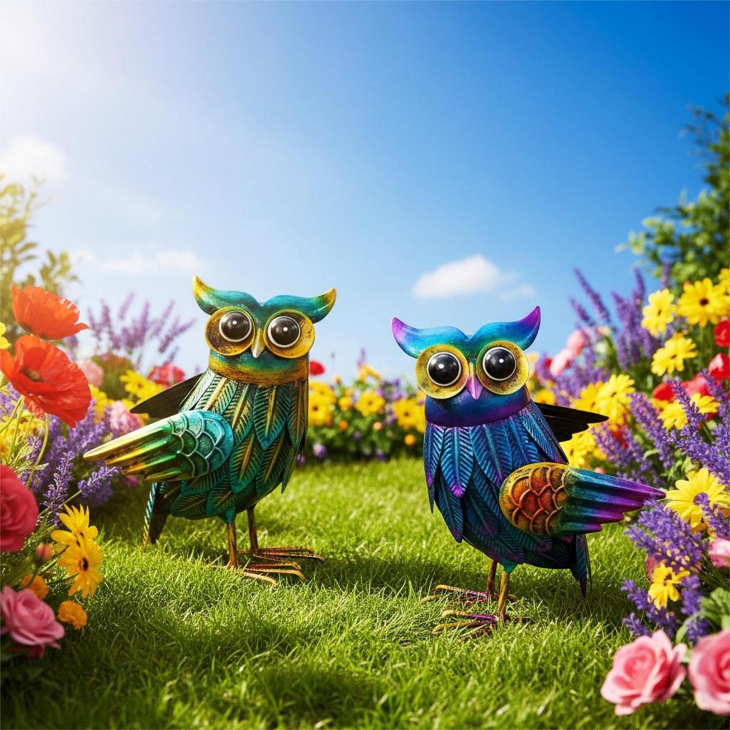 Animal Figure, Owl Statue, Easy to Use, DIY Metal Sculpture, Decoration, Sturdy Landscape Ornament,