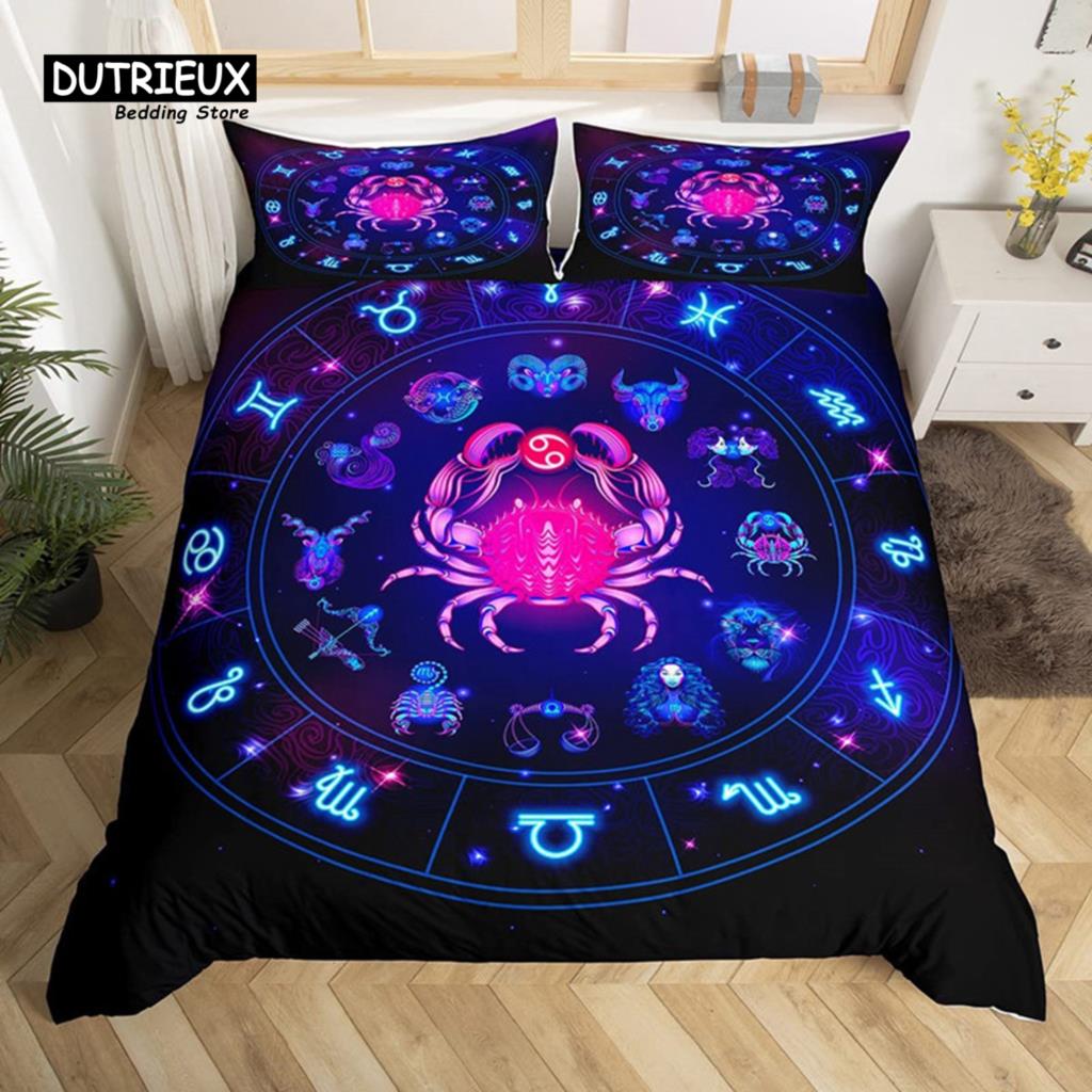 

Созвездие Пододеяльник Солнце и Луна Постельное белье Знаки зодиака Астрология Одеяло Покрывало Духовные подарки для девочек Подростков Женщин US Queen(228x228cm)