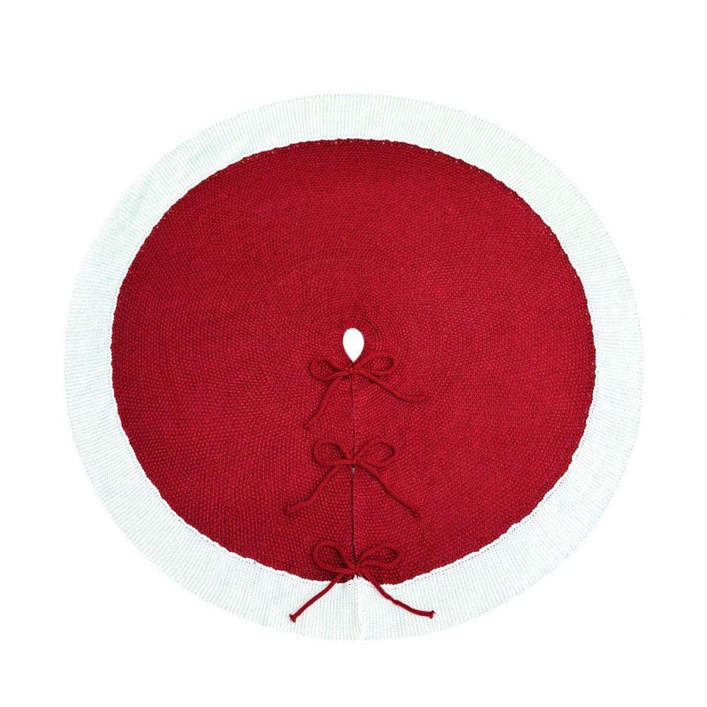 Knitting Christmas Tree Skirt Christmas Decoration Supplies 62cm Knitted Christmas Tree Skirt Red White Color Reusable