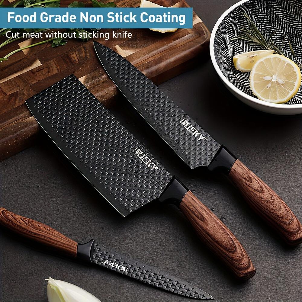 Professional 6 Kitchen Knife Set, High Carbon Stainless Steel Super Sharp, With Anti-stick Ergonomic Wooden Handle,Gift Box Set