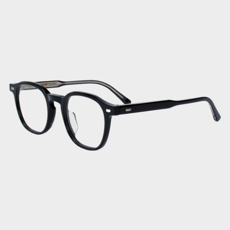 LOOKING4U NN044 Acetate Pełnoobramkowe Okulary Rogowe C1 Czarne