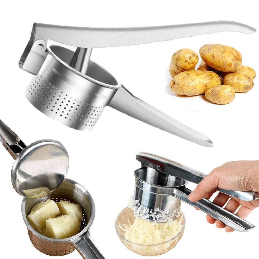 Stainless Steel Manual Stuffing Squeezer Bottom Hole Potato Masher Hand Juice Squeezer  Household