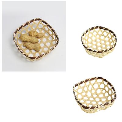 Pack Of 2 Bamboos Woven Miniature Basket Multipurpose Serving Trays for Snacks and Fruits Dining Table Decoration