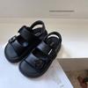 2026 Vintage Summer Classmate 3-6-12 Year Old Black Kids Sandals Girls Roman Beach Shoes