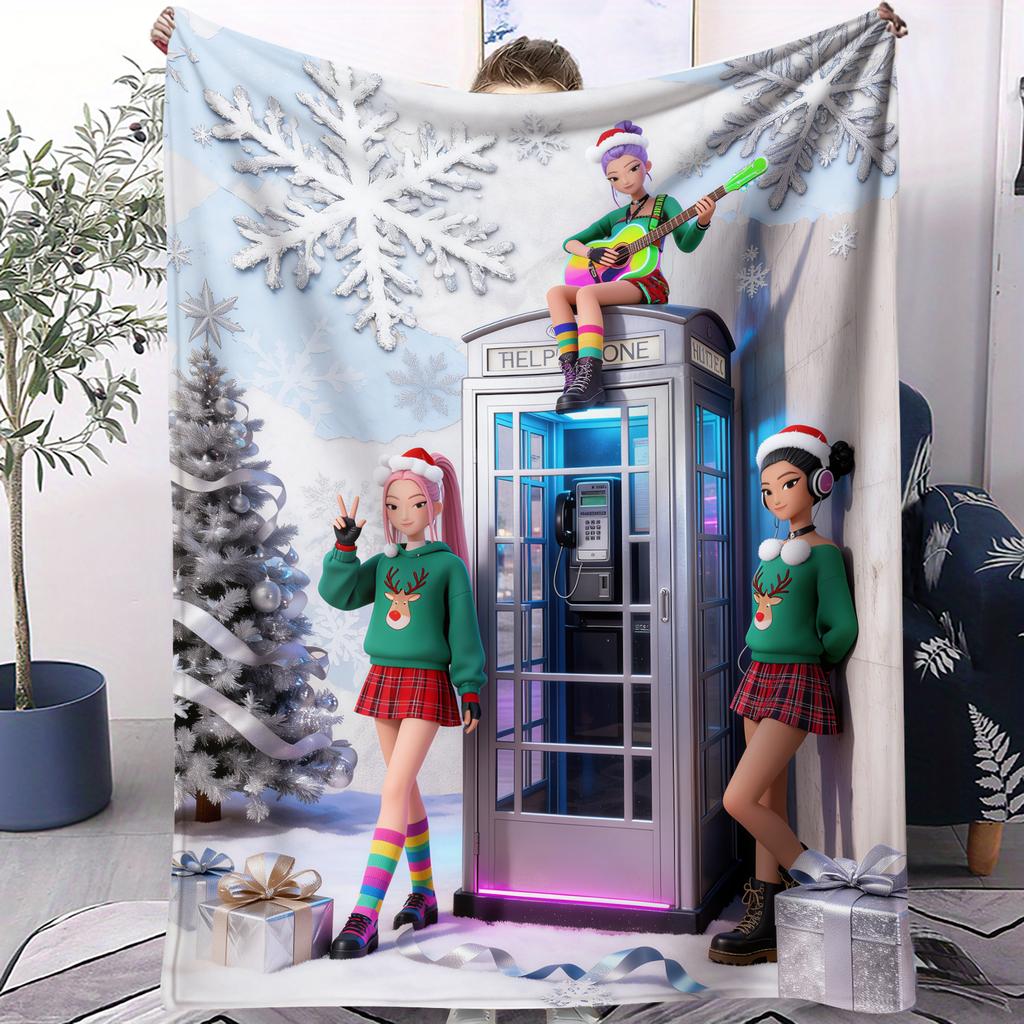 K Pop Demon Hunters Flannel Blanket Cover Warmth Soft Multifunctional Decorative Blanket Universal Blankets Christmas Gifts