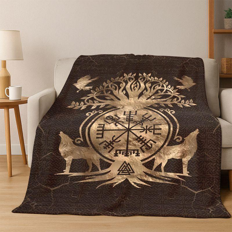 Tree of Life Nordic Mythology Yggdrasil Nature Cartoon Flannel Blanket Soft Throw Blanket for Bedroom Living Room Bed Travel Kid