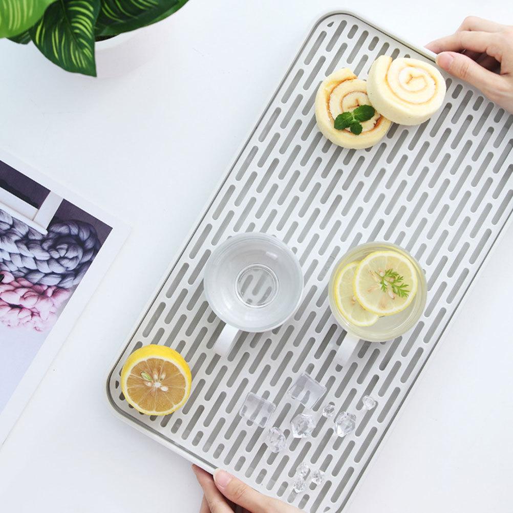 

1pc Double Layer Drain Tray Large Size Pp Material Household Cup Washing Draining Rack Kitchen Storage Tray Drying Mat Tableware 31X17.5CM