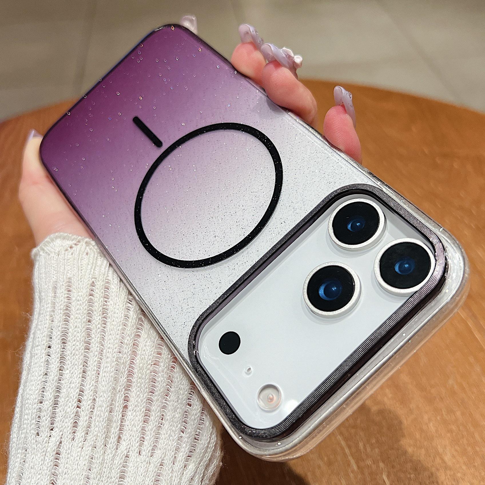 

Apple iPhone 16/15/14/13 Gradient Glitter Magnetic Case - 17 Pro Max Drop-Proof Protection iPhone 14 Plus