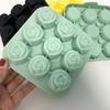 Rose Flower Silicone Ice Cube Tray 9-Cavity Square Mold for Chocolate Candy Flexible Non-Stick