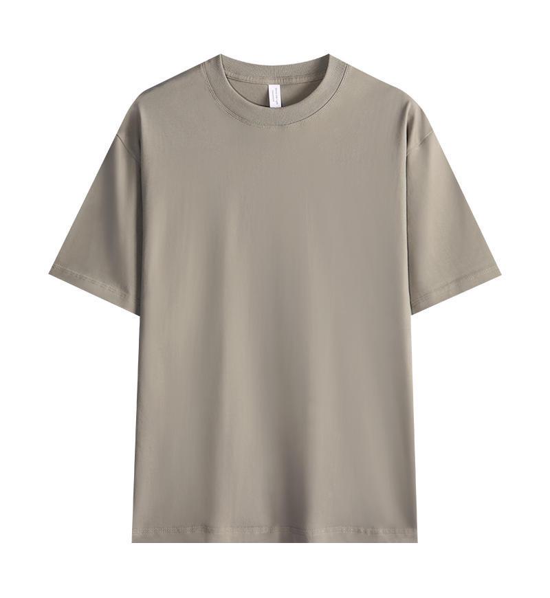 Men's 240G Heavyweight Cotton Round Neck Solid Color Short Sleeve T-Shirt
