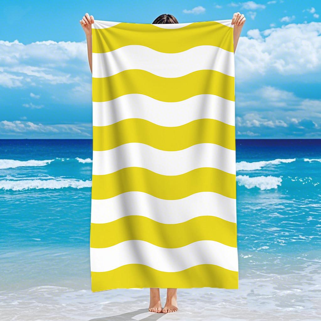 Prosop de Plajă Uscare Rapidă Prosop de Baie Exterior Microfibră Cu Dungi Imprimat Prosop Moale Absorbent Vară