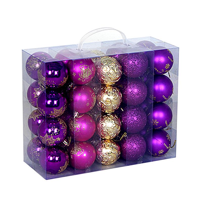 Purple & Gold Christmas Ornament Ball Set - 40pcs, 6CM Electroplated Plastic