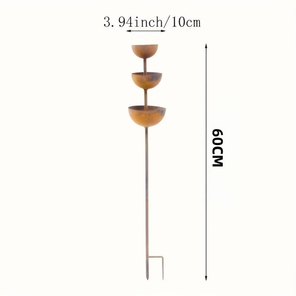 Plant Support Bird Water Feeder Rainwater Collector Metal Garden Stake Yard Ornament  Outdoor