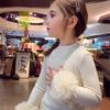 Girls' French Style Half-High Collar Long-Sleeved T-shirt