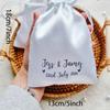 Personalised 5Pcs Satin Drawstring Pocket Goodie Candy Bag Honeymoon Sand Wedding Gift Honeymoon Present Bride To Be Gift