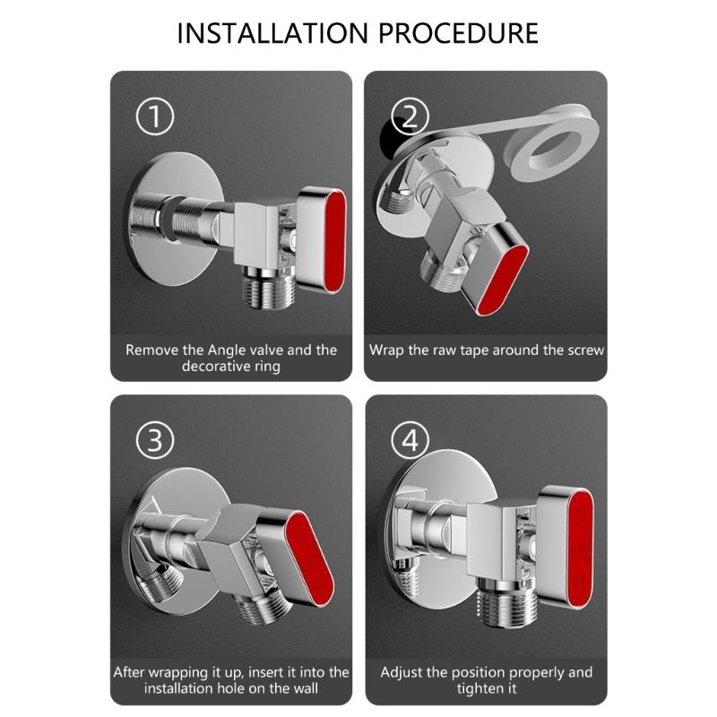Brass Stop Valves for Kitchen Bathroom Use 1/2Inch Inlet and Outlet 1/4 Turn With Adapter for Hot and Cold Water Use