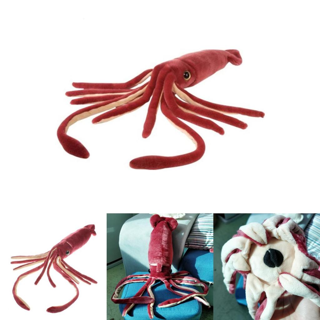 Riesiger Meereskalmar Plüschtier 25" Realistisches Kalmar Stofftier Puppe Für Kinder