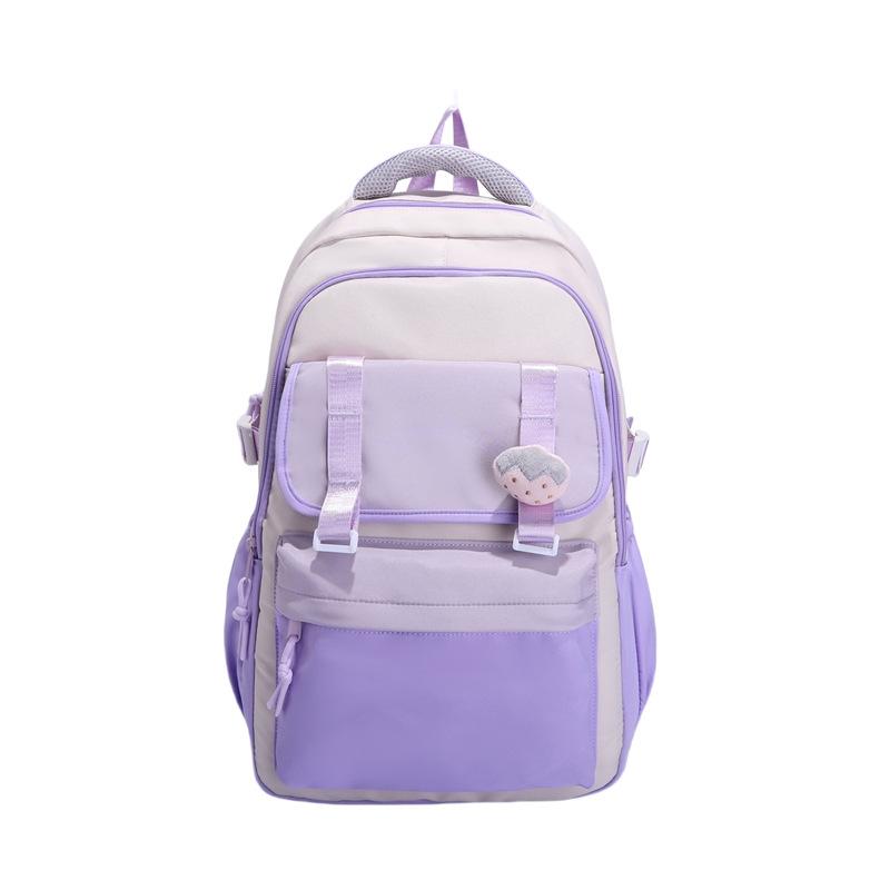 Backpack Women's School Bag Junior High School Student Large Capacity Student Backpack Lightweight Versatile Contrast Color Backpack
