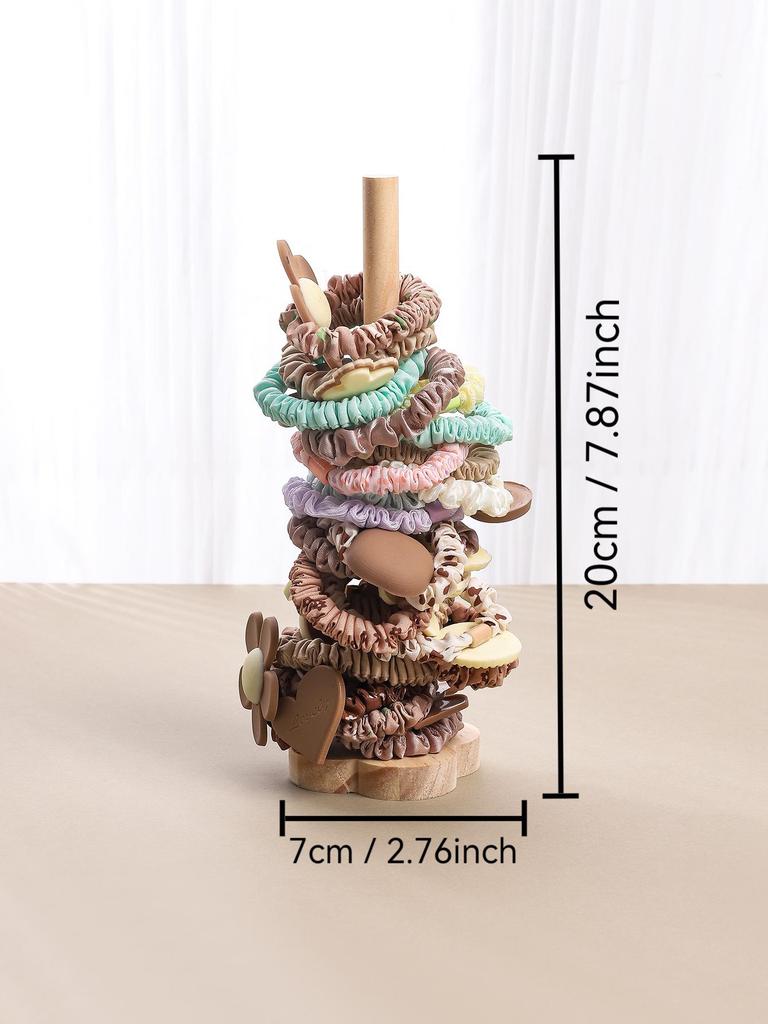 Solid Wood Bracelet & Hair Tie Display Stand - Jewelry Rack & Bangle Props for Live Streaming.