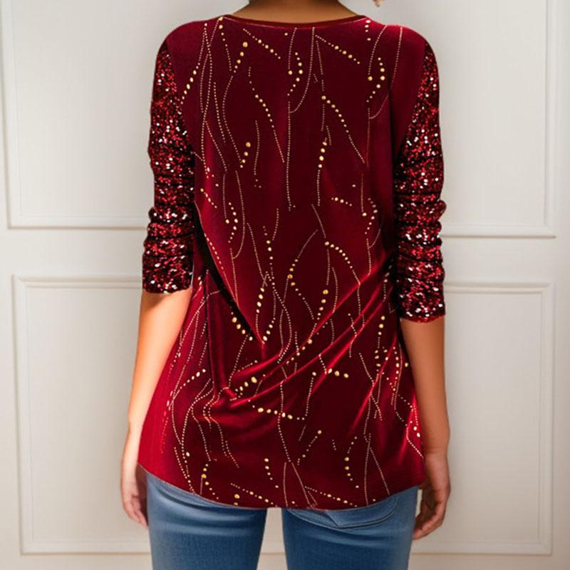 Wiosna i jesień Europejski i amerykański styl damski Top z nadrukiem okrągły dekolt T-shirt Modna codzienna odzież damska