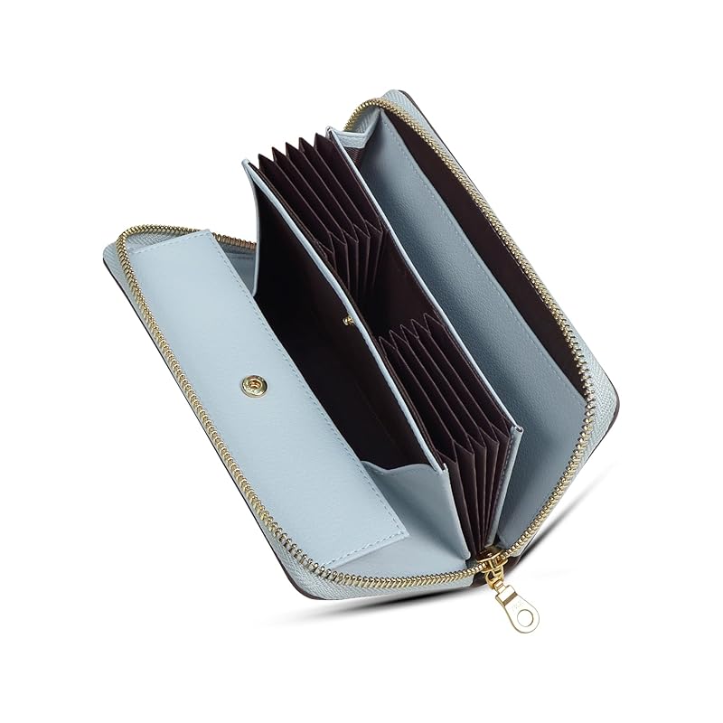 

[AOITA] wallet ladies long wallet genuine leather large capacity box type coin purse Easy to get coins out Bellows multifunctional YKK zipper Vertical