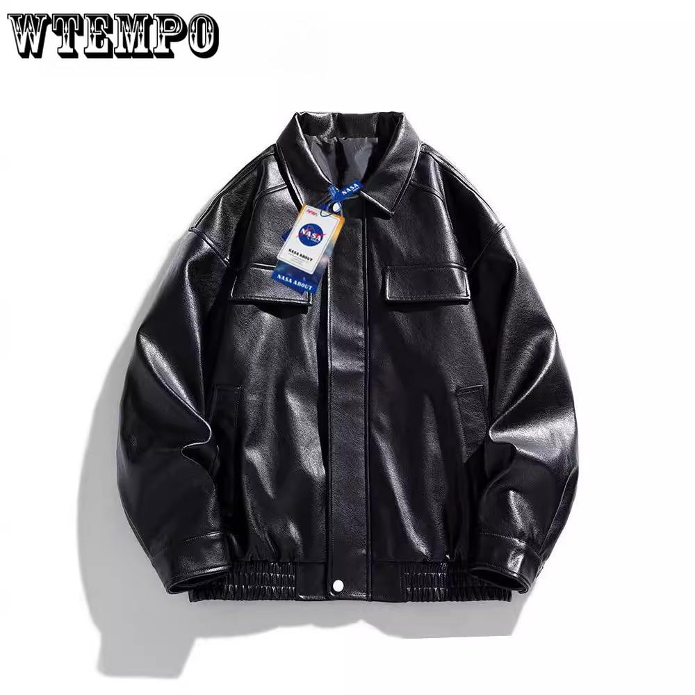 

Retro Leather Jacket for Men Spring and Autumn Hip-hop Style Lapel Leather Jacket for Men Loose and Casual Coat M