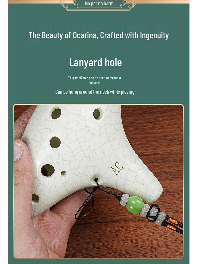 Alto C Key 12-Hole Smoked Ocarina for Professionals and Beginners