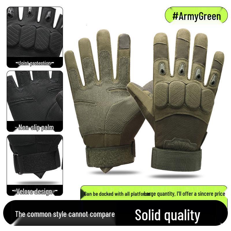 Men's Full-Finger Outdoor Tactical Gloves - Cut-Resistant, Wear-Resistant for Motorcycle Riding & Combat