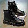 Men S Black High Top Martin Boots Casual Versatile Leather Shoes