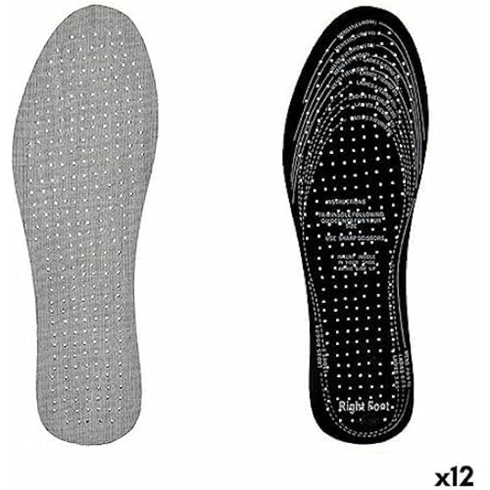 Semelles - BIGBUY HOME - Standard - Coton Latex - Découpable - 12 unités - Noir et Gris