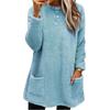 Fashion Women's Long-sleeved Pocket Plush Sweater T-shirt Top