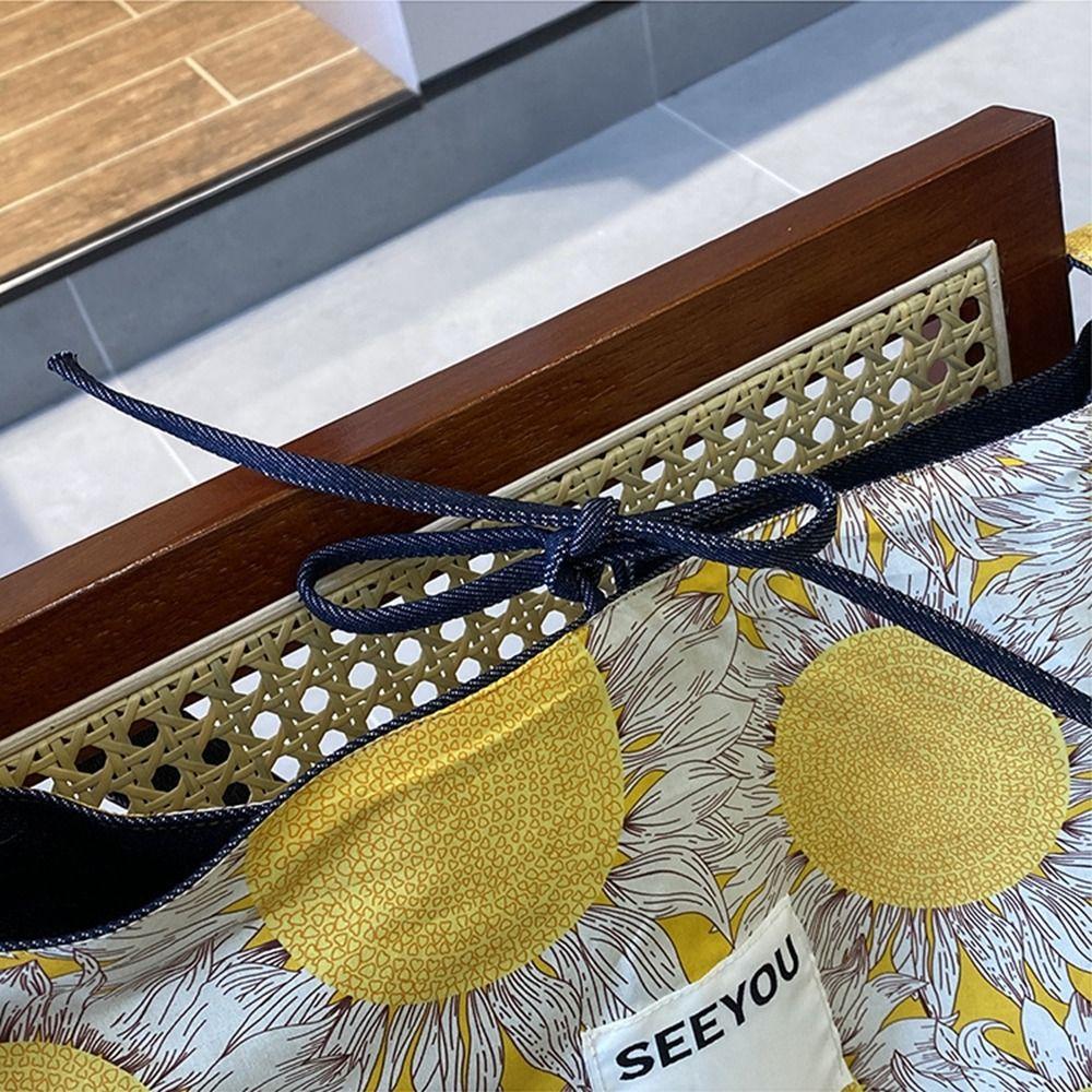 Retro Denim Shoulder Bag Flower Floral Canvas Bag Vintage Bohemian Messenger Bag  Women