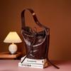 Damen Retro Bucket Bag aus echtem Leder: 2025 Stil, Modisches handgenarbtes Rindsleder, Ein-Schulter, Crossbody, Nischendesign