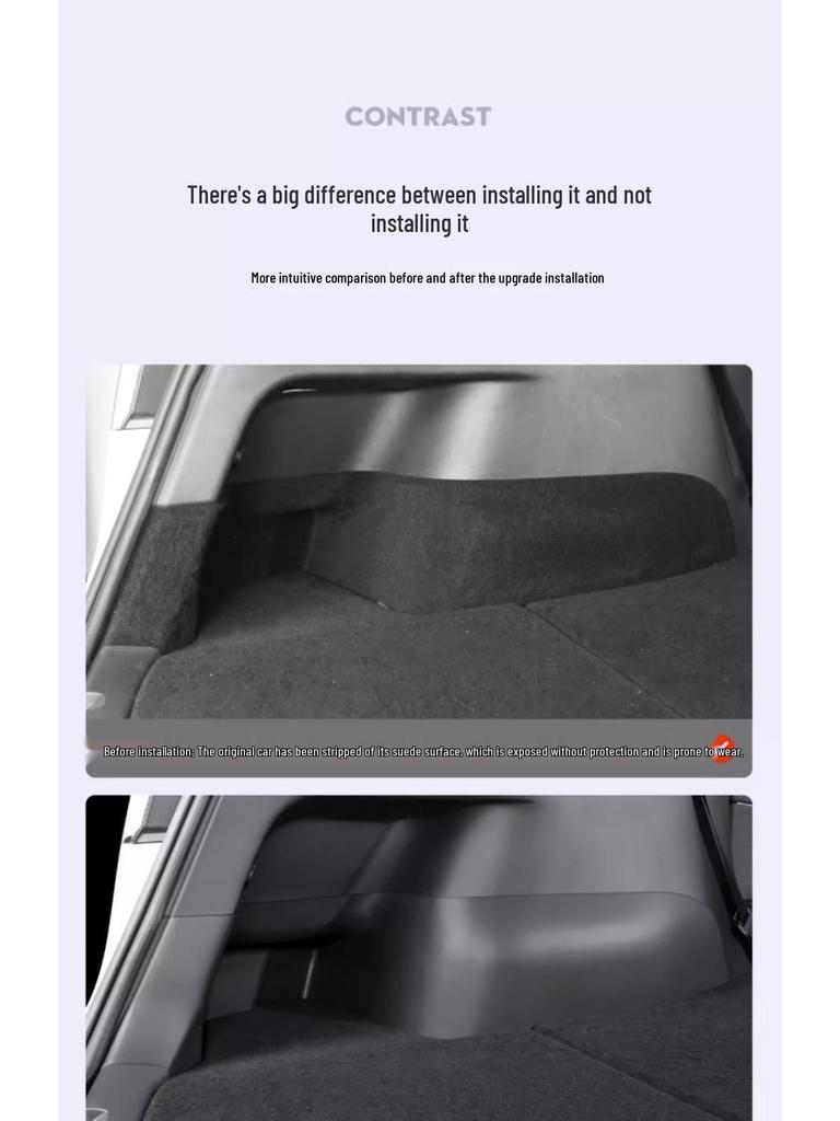 Tesla Model Y Trunk Side Panel Suede Pad Interior Modification