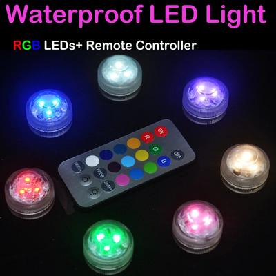1/10pcs Car Mini Wireless LED Lamp Multi Color Fish Tank Decor Light Home Remote Control Waterproof Lamp Party Atmosphere Light