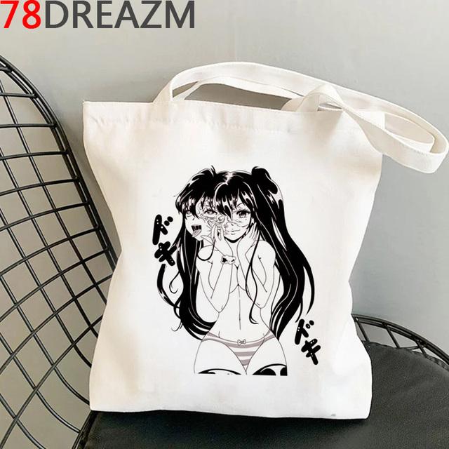Junji Ito Einkaufstasche Shopper Baumwolle wiederverwendbare Einkaufstasche Stoff reciclaje wiederverwendbare boodschappentas sacolas