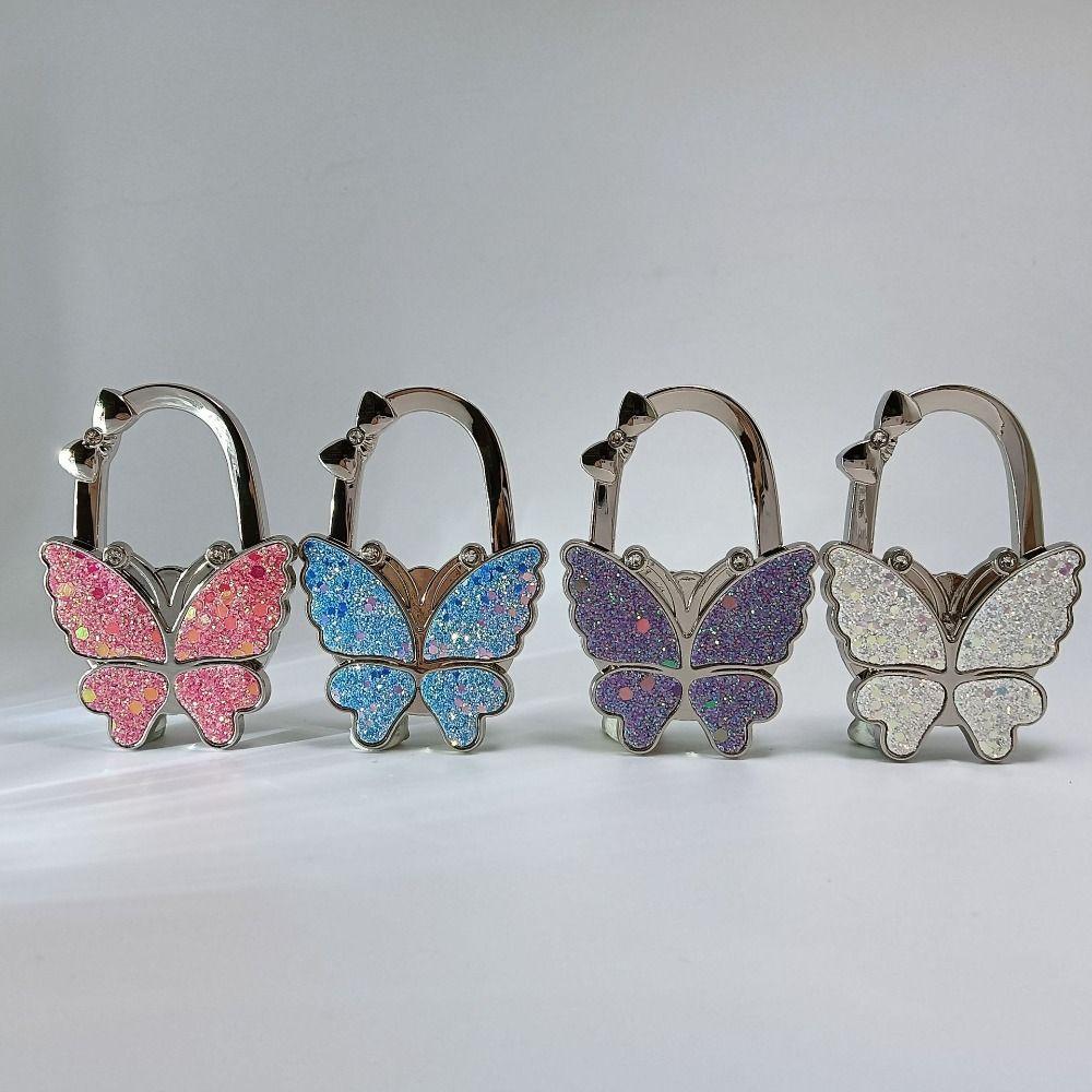 Fashion Butterfly Handbag Hook for Women Foldable Portable Purse Hook Creative Durable Bag Hanger for Table