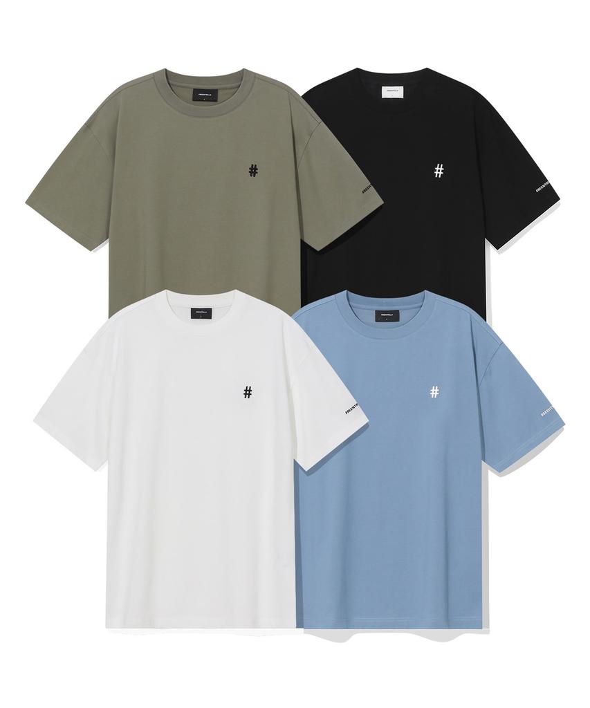 BEENTRILL Standard Hashtag Oversized Short Sleeve T-Shirt (Vintage Blue)